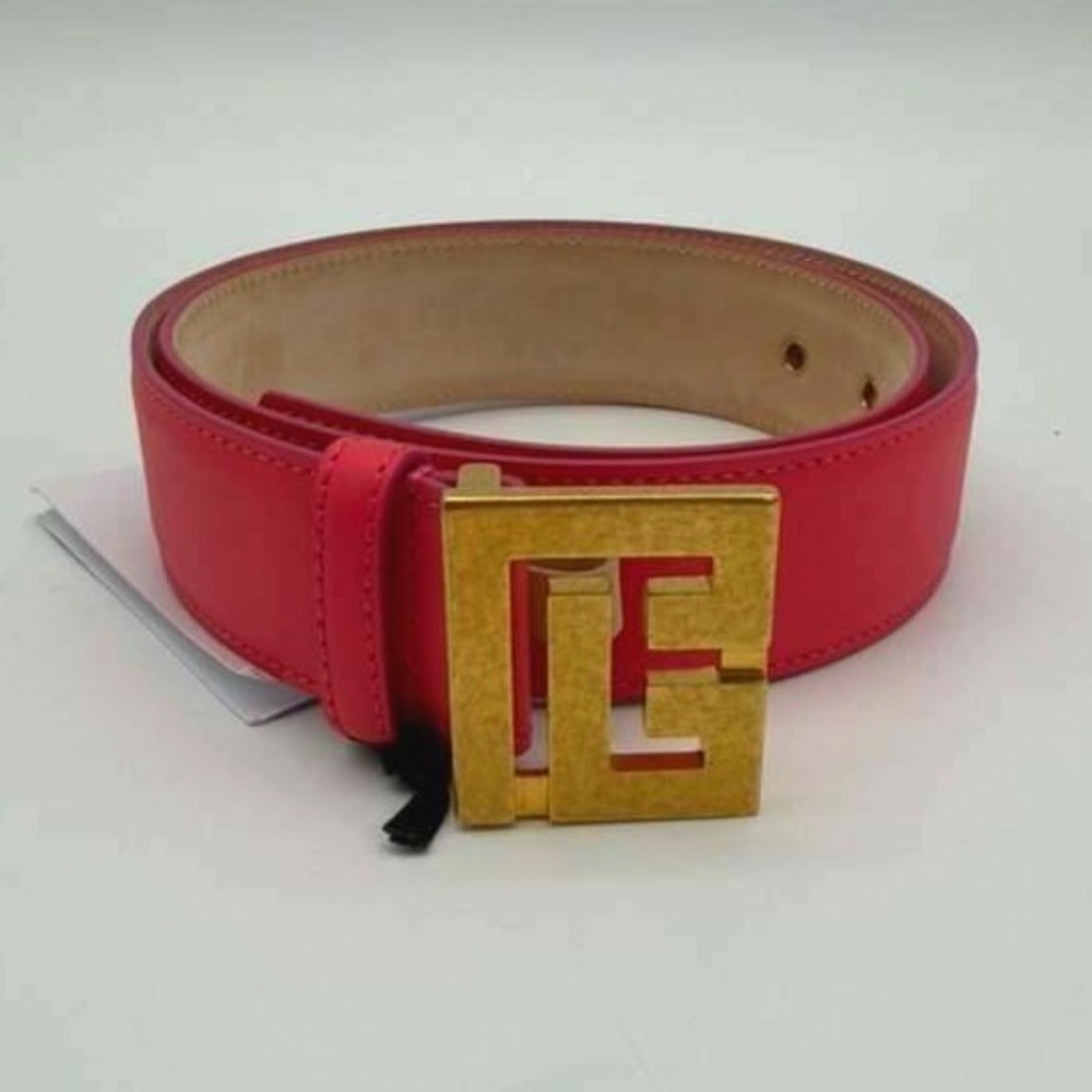 Balmain Pink Leather B-Belt with Gold-Tone Hardware – 75cm – Brand New with Tags